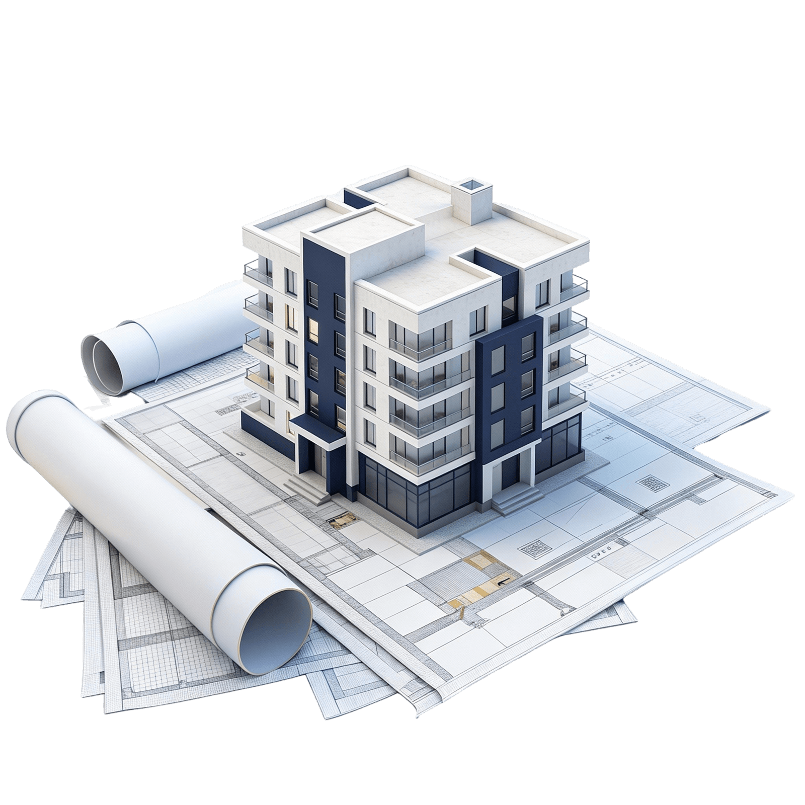 3D Visualisierung modernes Mehrfamilienhaus