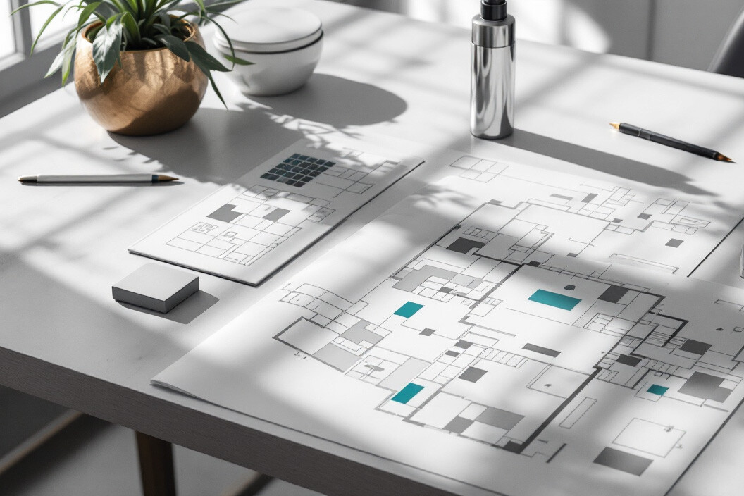 Baupläne auf dem Tisch