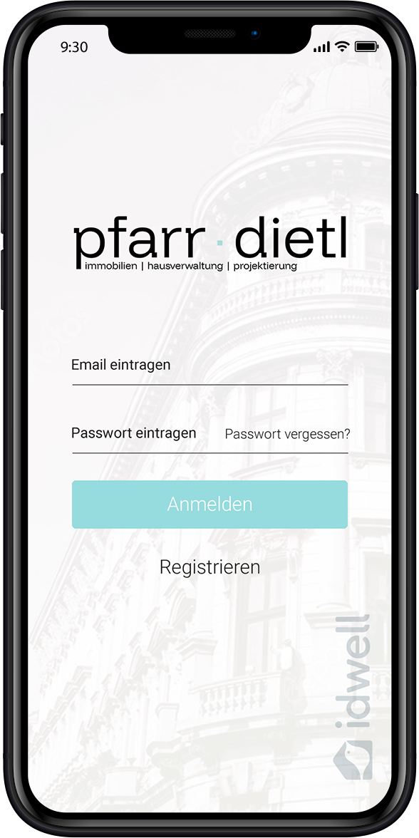 Loginbereich Immobilien App
